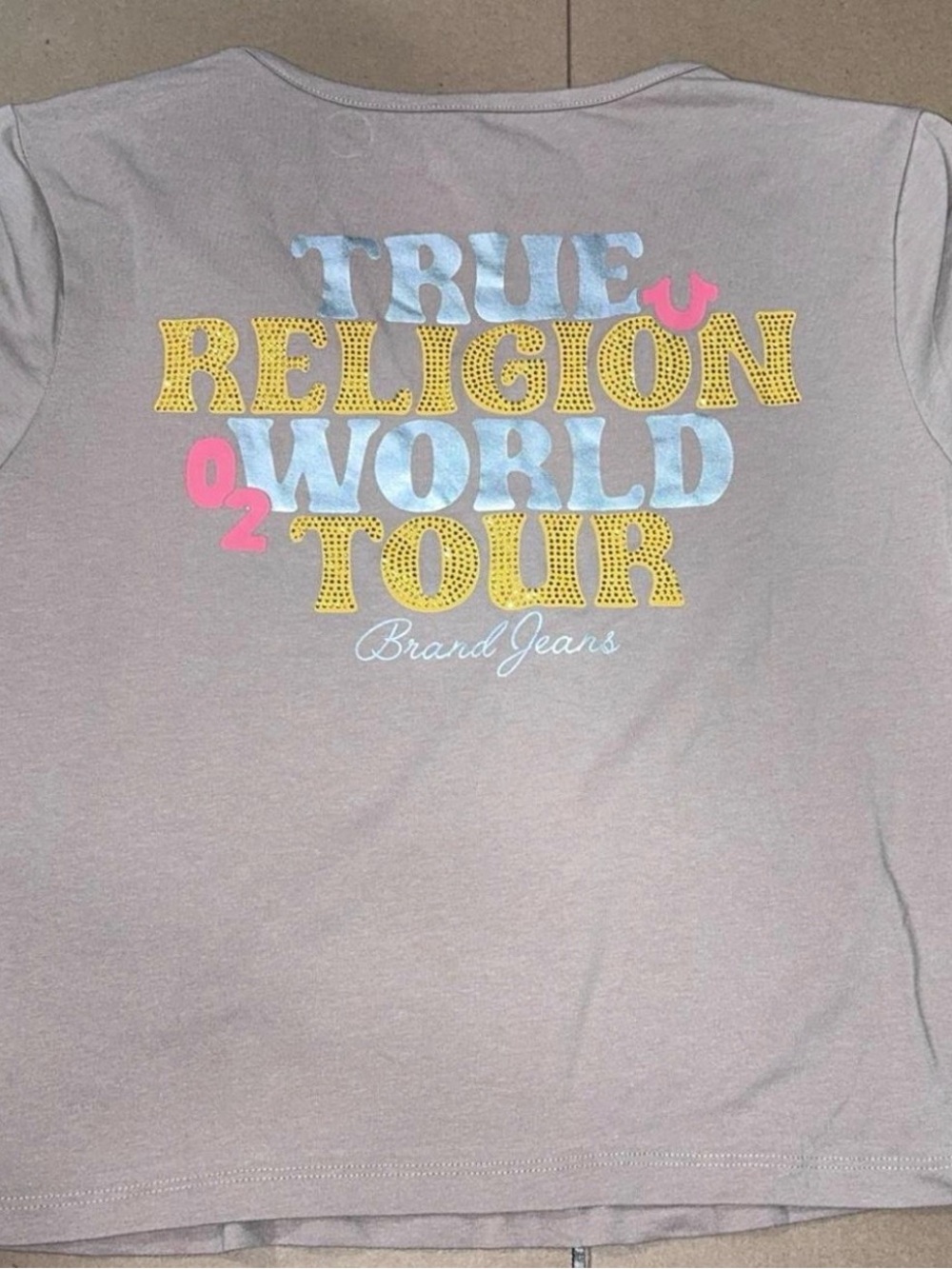 True Religion Pink Graphic 'World Tour' Crop Tee